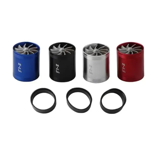 65-75mm Double Decker Supercharger Turbo Fan Air Intake Filter with Fuel Saver for Cars
